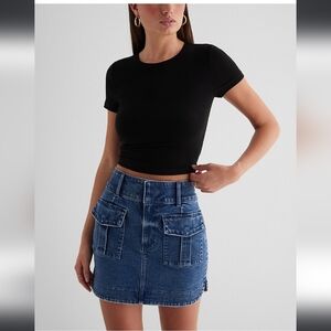 Women's Express High Waisted Utility Mini Denim Skirt. Size 10. NWT